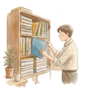Tranh minh hoạ: sắp xếp tài liệu