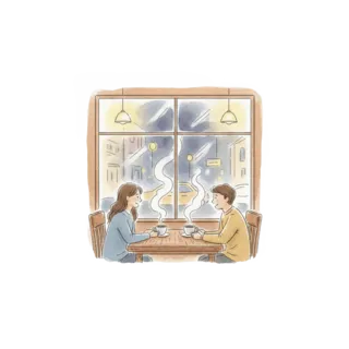 Tranh minh hoạ: quán cà phê