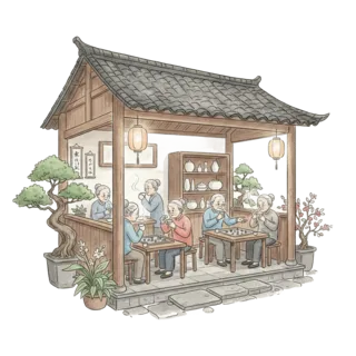 Tranh minh hoạ: quán trà