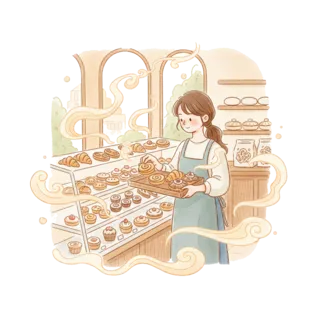Tranh minh hoạ: cửa hàng bánh ngọt