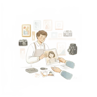 Tranh minh hoạ: cửa hàng ảnh