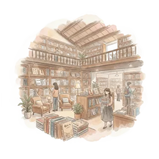 Tranh minh hoạ: nhà sách