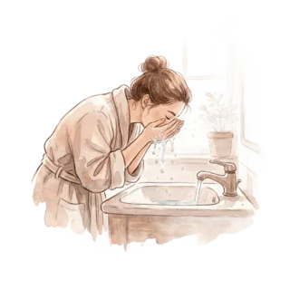 Tranh minh hoạ: rửa mặt