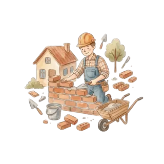 Tranh minh hoạ: công nhân xây dựng