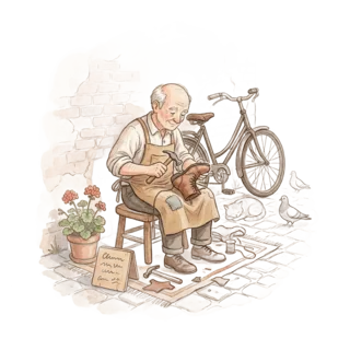 Tranh minh hoạ: thợ sửa giày