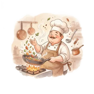 Tranh minh hoạ: đầu bếp
