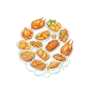 Tranh minh hoạ: thức ăn chín