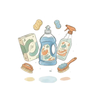 Tranh minh hoạ: sản phẩm tẩy rửa