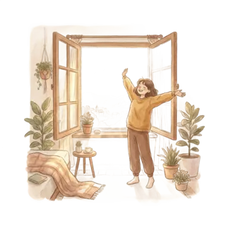 Tranh minh hoạ: sáng sớm
